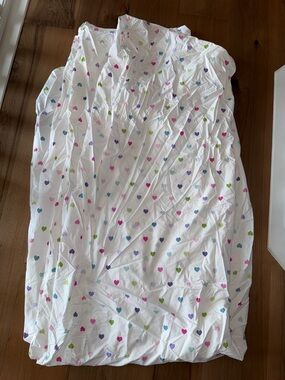 Pottery Barn Kids White with Multicolor Heart Print Duvet Cover